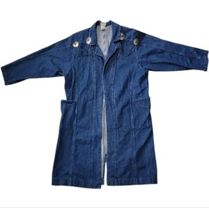 Vintage Western Rough Rider Blue Denim Trench Coat